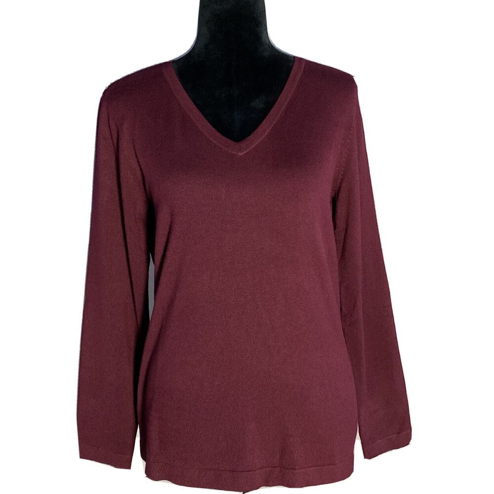 NWT Linea‎ Louis Dell Olio Sweater SMALL Burgundy Red Rayon Knit Long Sl Casual